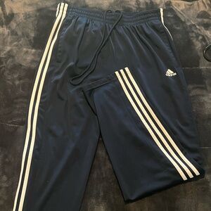 Adidas Track Pants Mens XL Dark Blue 3 Stripes Elastic Waist